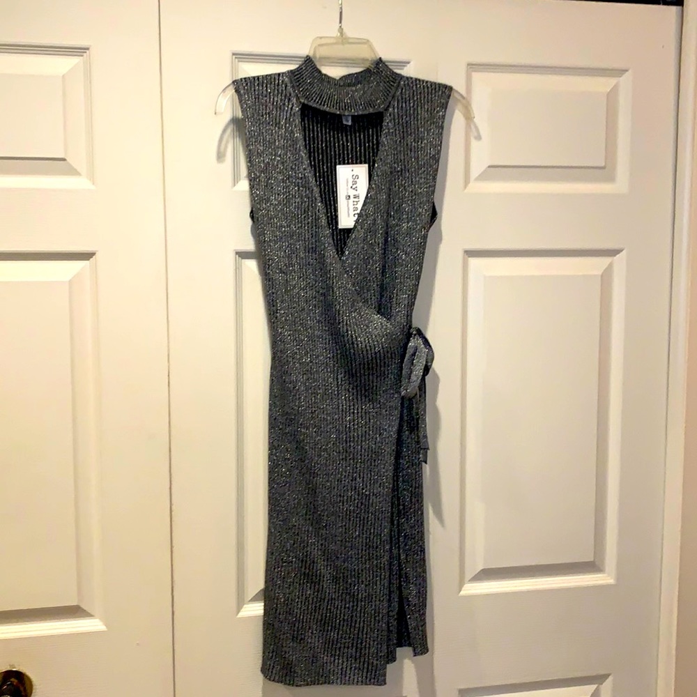 Silver and Black wrap dress, size 1x